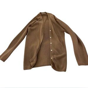 Eddie Bauer Tan Cardigan Sweater Classic Knit gorgeous luxury